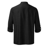 Men's Full Size Half Button Long Sleeve Shirt Plus Size - Trendsi