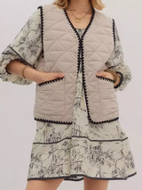 Textured Snap Down Vest Coat - Trendsi - Flyclothing LLC