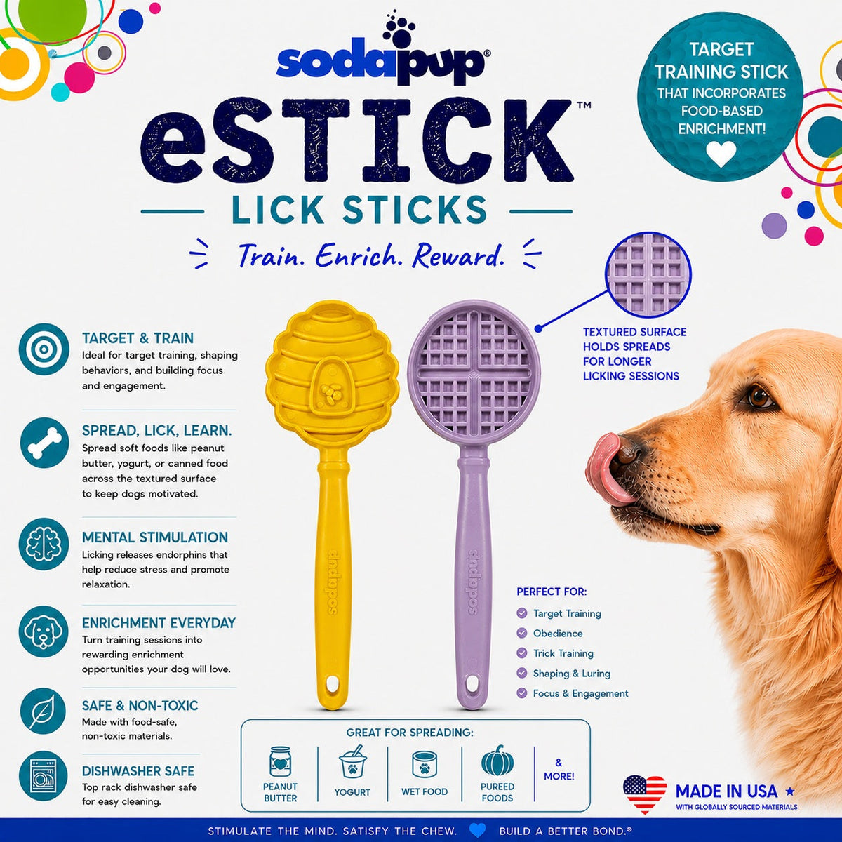 eStick Hand-Held Dog Enrichment Target Training Toy - Interactive Lick Stick | USA Made - SodaPup/True Dogs, LLC - Flyclothing LLC
