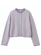Button-Down Striped Knit Cardigan - Trendsi - Flyclothing LLC