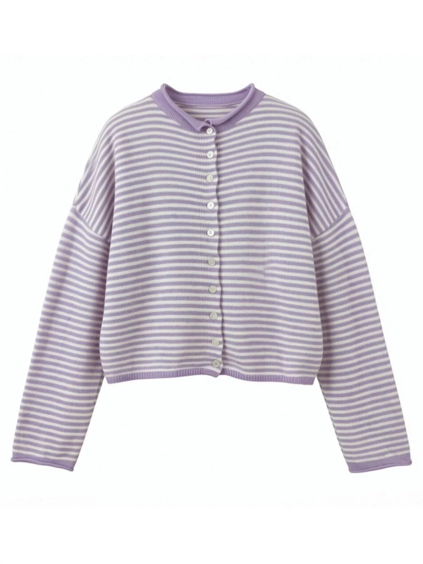 Button-Down Striped Knit Cardigan - Trendsi - Flyclothing LLC