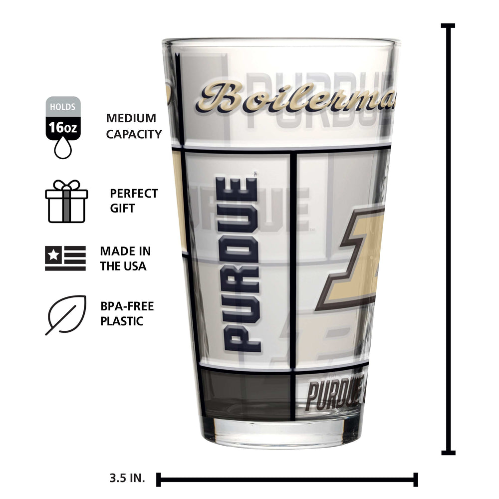 Purdue 16oz Quilted Stained Pint Glass - Logo Brands - Flyclothing LLC