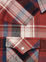 Men's Ely Cattleman Long Sleeve Flannel Plaid Western Snap Shirt- Brick - Ely Cattleman - Flyclothing LLC