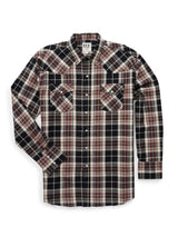 Men's Ely Cattleman Long Sleeve Flannel Plaid Western Snap Shirt- Black