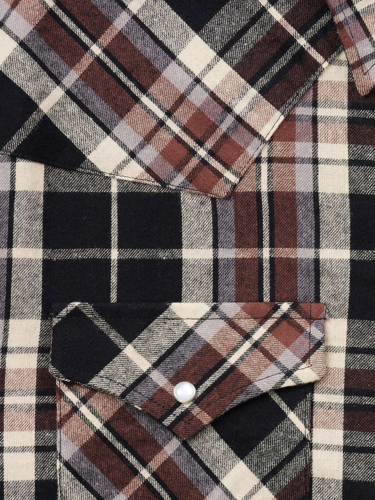 Men's Ely Cattleman Long Sleeve Flannel Plaid Western Snap Shirt- Black - Ely Cattleman - Flyclothing LLC