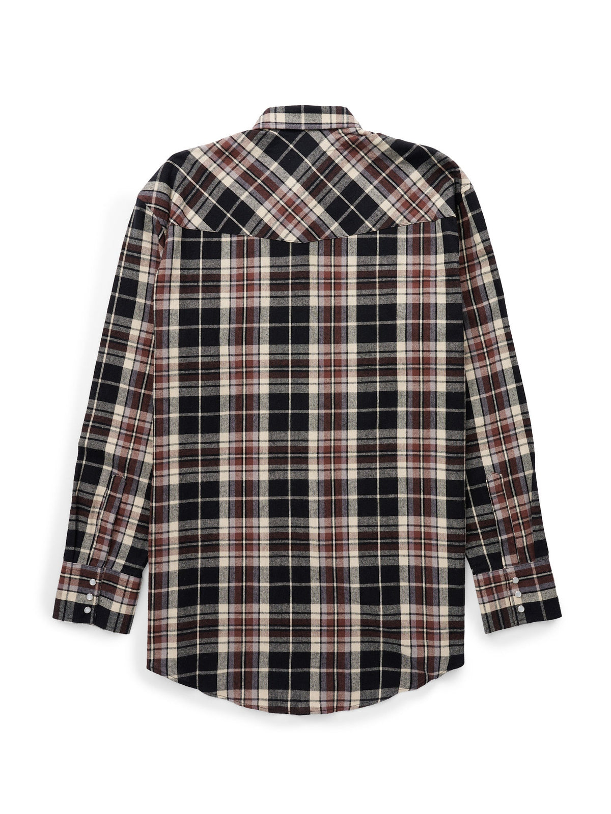 Men's Ely Cattleman Long Sleeve Flannel Plaid Western Snap Shirt- Black