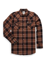 Men's Ely Cattleman Long Sleeve Flannel Plaid Western Snap Shirt- Brown