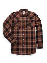 Men's Ely Cattleman Long Sleeve Flannel Plaid Western Snap Shirt- Brown - Ely Cattleman - Flyclothing LLC