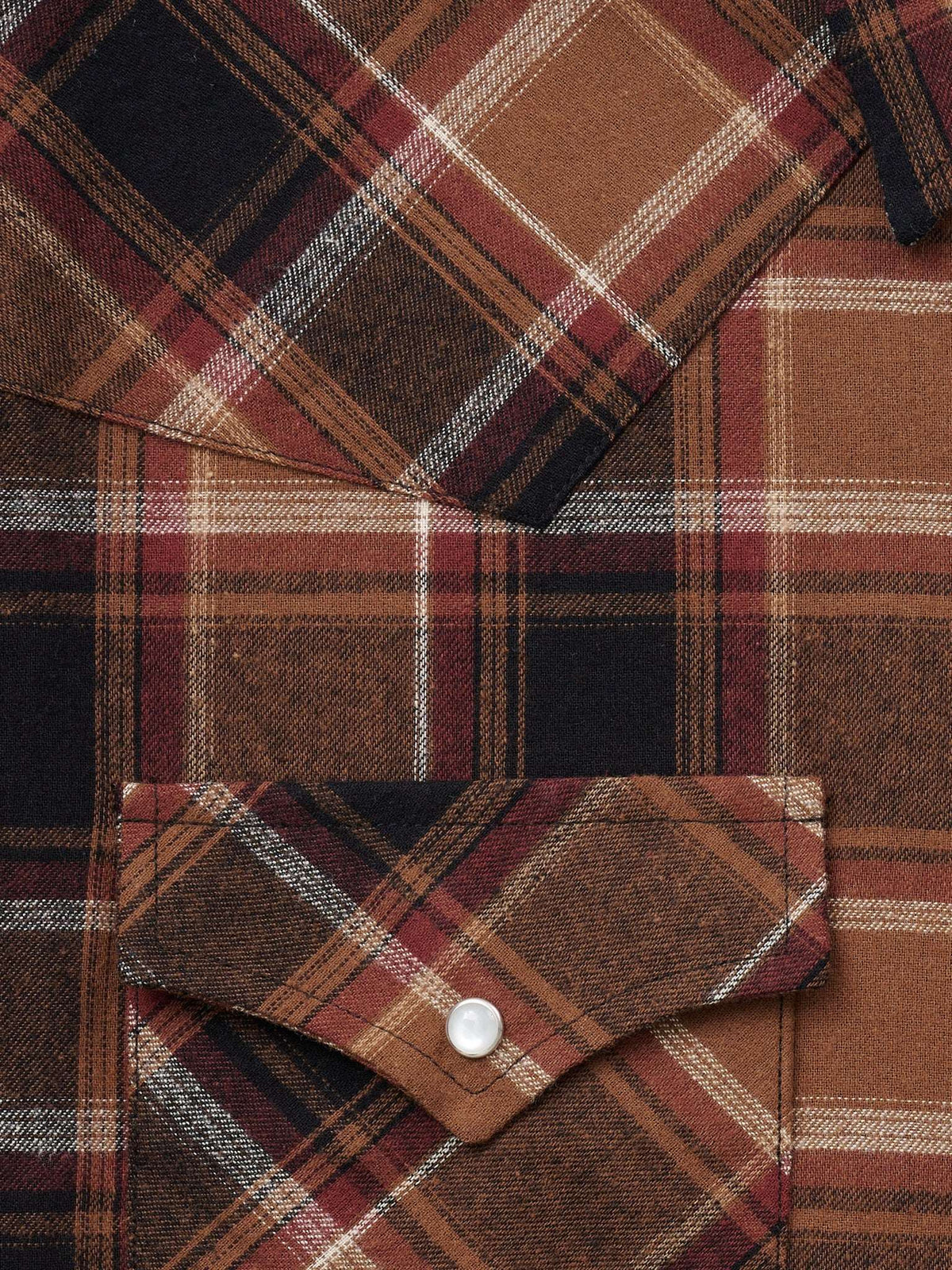 Men's Ely Cattleman Long Sleeve Flannel Plaid Western Snap Shirt- Brown - Ely Cattleman - Flyclothing LLC