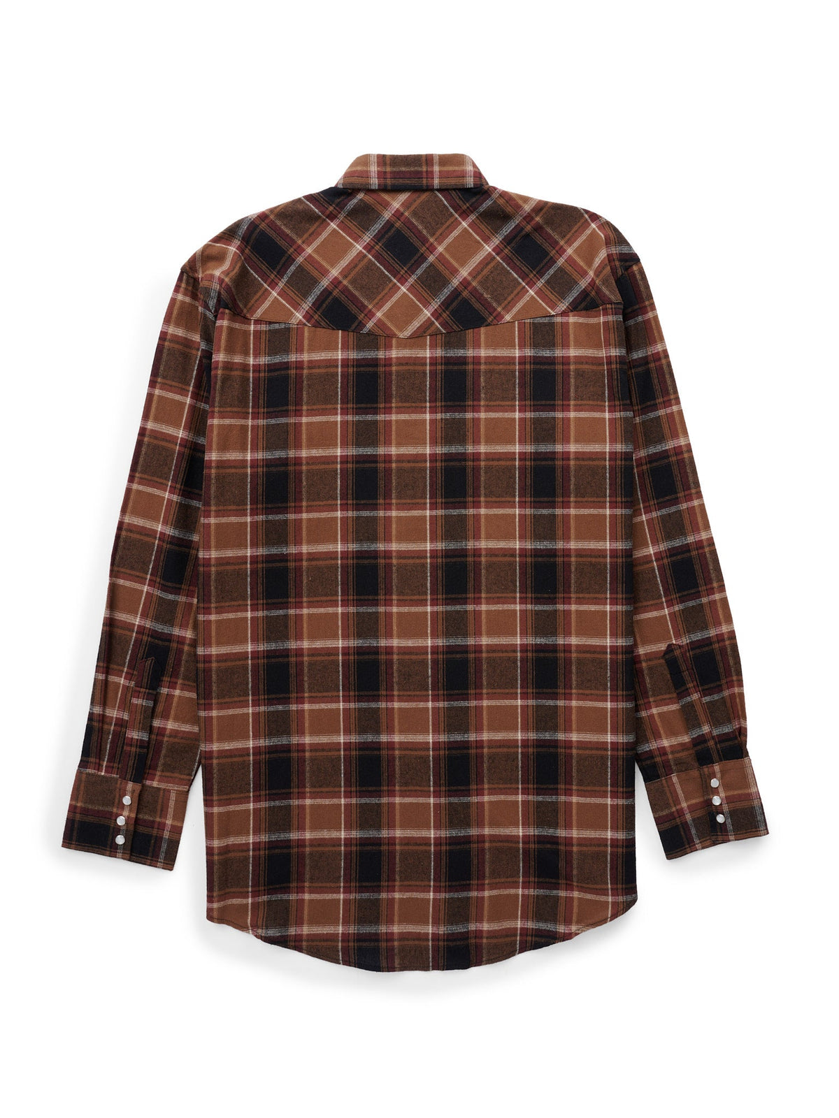 Men's Ely Cattleman Long Sleeve Flannel Plaid Western Snap Shirt- Brown