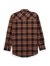 Men's Ely Cattleman Long Sleeve Flannel Plaid Western Snap Shirt- Brown
