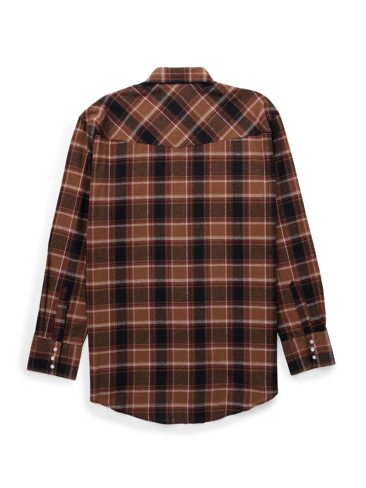 Men's Ely Cattleman Long Sleeve Flannel Plaid Western Snap Shirt- Brown - Ely Cattleman - Flyclothing LLC