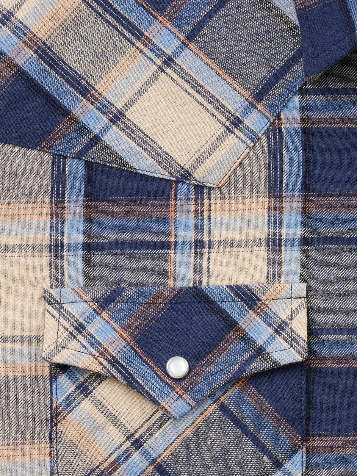 Men's Ely Cattleman Long Sleeve Flannel Plaid Western Snap Shirt- Indigo