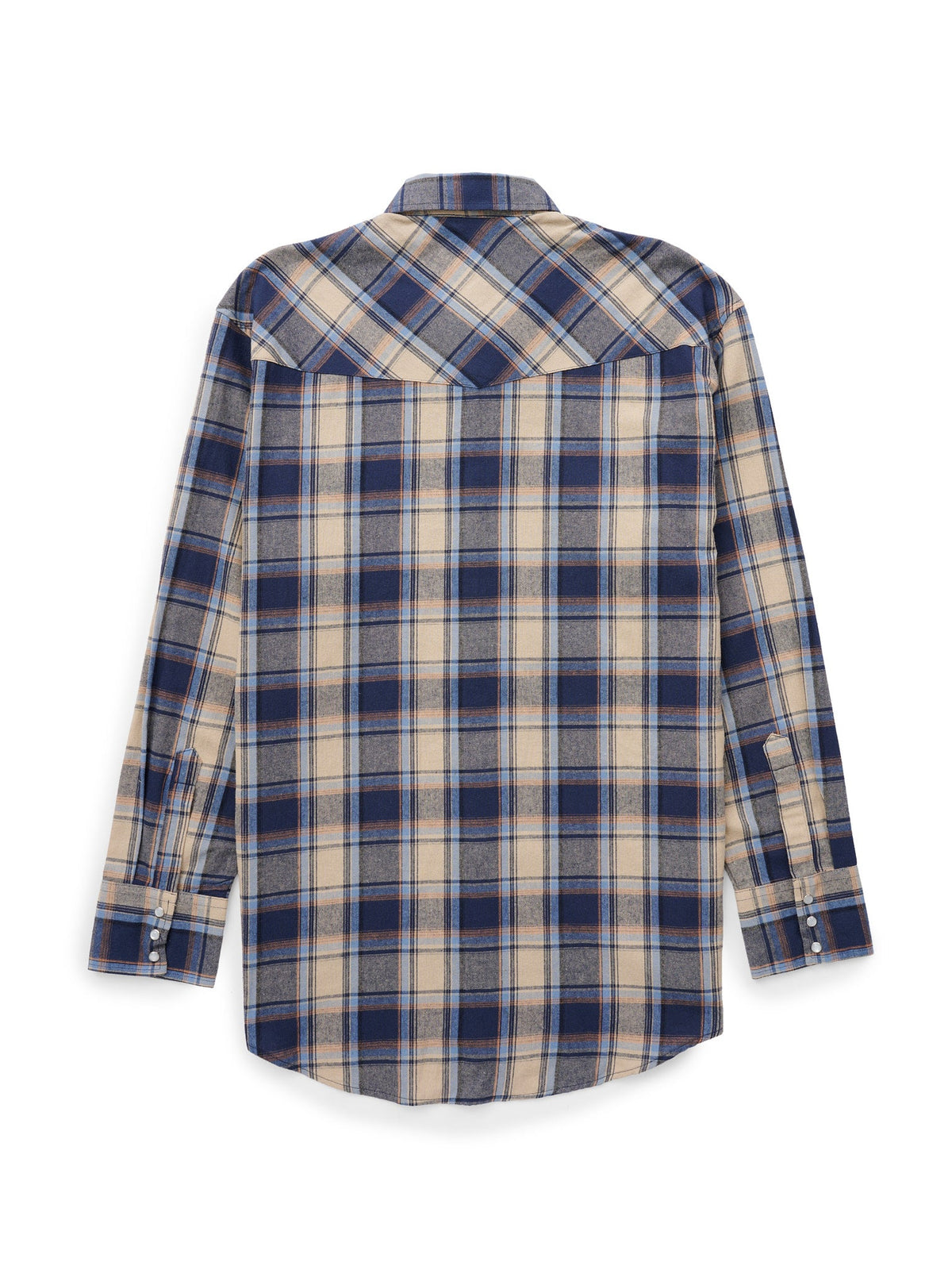 Men's Ely Cattleman Long Sleeve Flannel Plaid Western Snap Shirt- Indigo