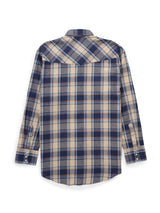 Men's Ely Cattleman Long Sleeve Flannel Plaid Western Snap Shirt- Indigo - Ely Cattleman - Flyclothing LLC