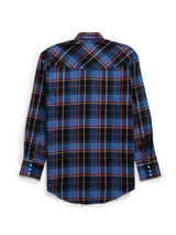 Men's Ely Cattleman Long Sleeve Flannel Plaid Western Snap Shirt- Blue