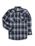Men's Ely Cattleman Long Sleeve Flannel Plaid Western Snap Shirt- Indigo - Ely Cattleman - Flyclothing LLC