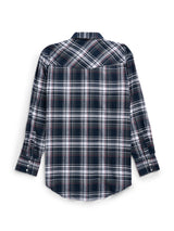 Men's Ely Cattleman Long Sleeve Flannel Plaid Western Snap Shirt- Indigo
