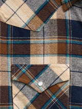 Men's Ely Cattleman Long Sleeve Flannel Plaid Western Snap Shirt- Natural