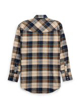 Men's Ely Cattleman Long Sleeve Flannel Plaid Western Snap Shirt- Natural