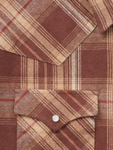Men's Ely Cattleman Long Sleeve Brawny Flannel Western Snap Shirt- Brown