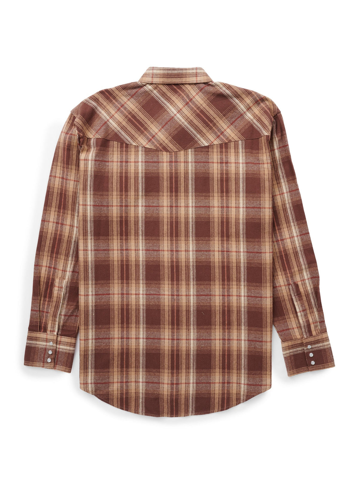 Men's Ely Cattleman Long Sleeve Brawny Flannel Western Snap Shirt- Brown
