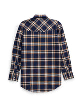 Men's Ely Cattleman Long Sleeve Brawny Flannel Western Snap Shirt- Navy