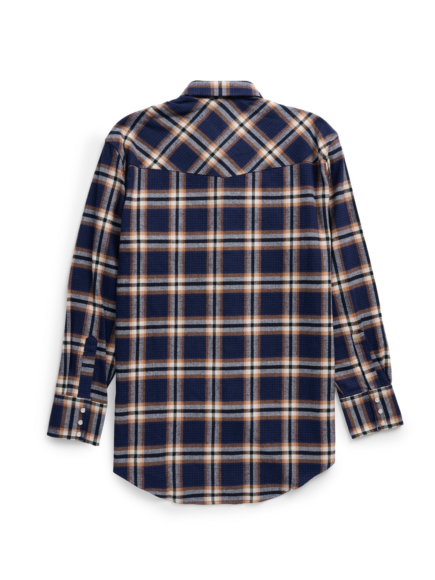 Men's Ely Cattleman Long Sleeve Brawny Flannel Western Snap Shirt- Navy