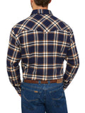Men's Ely Cattleman Long Sleeve Brawny Flannel Western Snap Shirt- Navy - Ely Cattleman - Flyclothing LLC