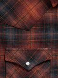 Men's Ely Cattleman Long Sleeve Brawny Flannel Western Snap Shirt- Rust - Ely Cattleman - Flyclothing LLC