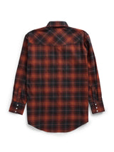 Men's Ely Cattleman Long Sleeve Brawny Flannel Western Snap Shirt- Rust