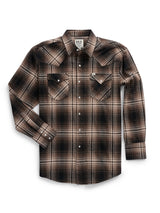 Men's Ely Cattleman Long Sleeve Brawny Flannel Western Snap Shirt- Tan