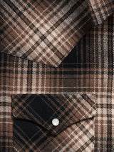 Men's Ely Cattleman Long Sleeve Brawny Flannel Western Snap Shirt- Tan - Ely Cattleman - Flyclothing LLC