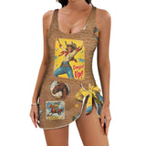 Baha Ranch Vintage Cowgirl Collage Skirted Swim Suit - Baha Ranch Western Wear - Flyclothing LLC