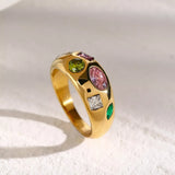 18K Gold-Plated Colorful Zircon Ring - Trendsi - Flyclothing LLC