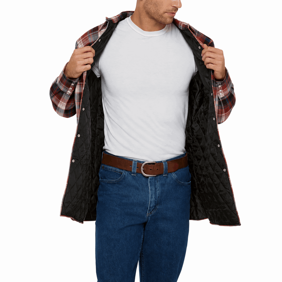 Men's Ely Cattleman Long Sleeve Quilted Flannel- Brick - Ely Cattleman - Flyclothing LLC