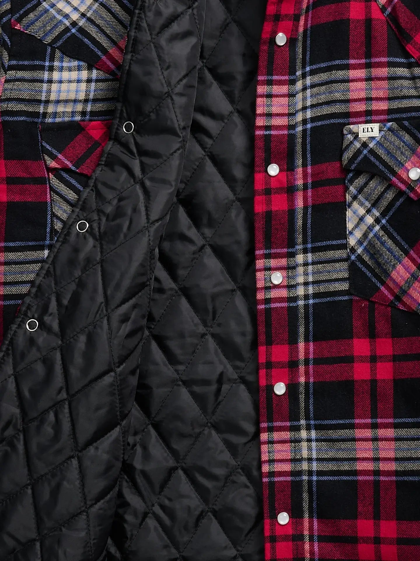 Men's Ely Cattleman Long Sleeve Quilted Flannel- Black - Ely Cattleman - Flyclothing LLC