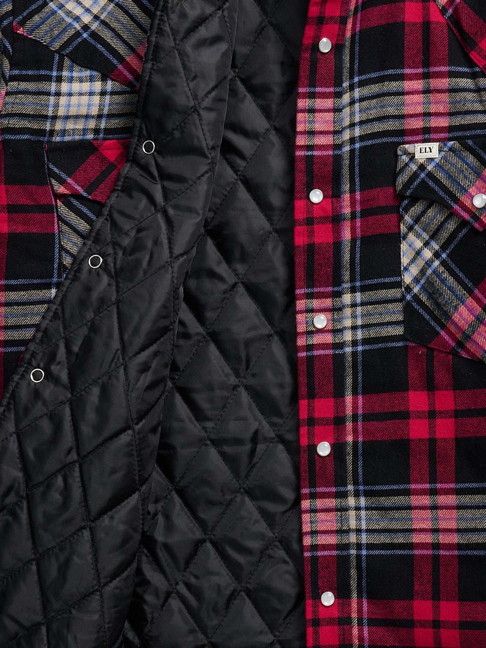 Men's Ely Cattleman Long Sleeve Quilted Flannel- Black - Ely Cattleman - Flyclothing LLC