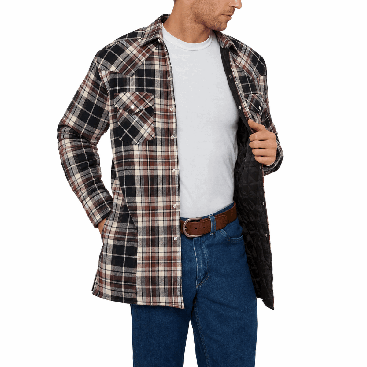 Men's Ely Cattleman Long Sleeve Quilted Flannel- Black - Ely Cattleman - Flyclothing LLC