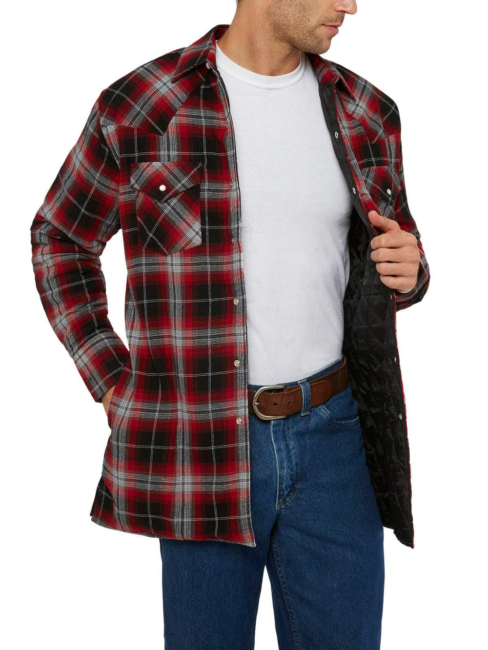 Men's Ely Cattleman Long Sleeve Quilted Flannel- Black - Ely Cattleman - Flyclothing LLC