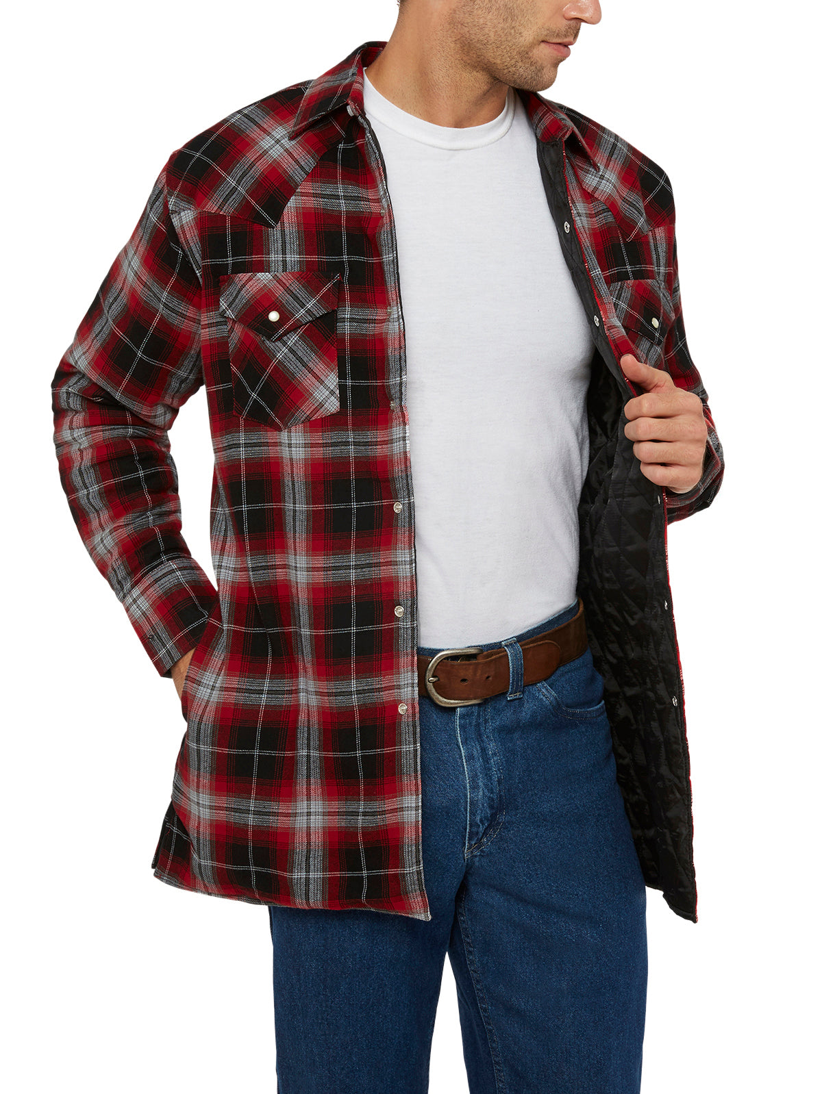 Men's Ely Cattleman Long Sleeve Quilted Flannel- Black