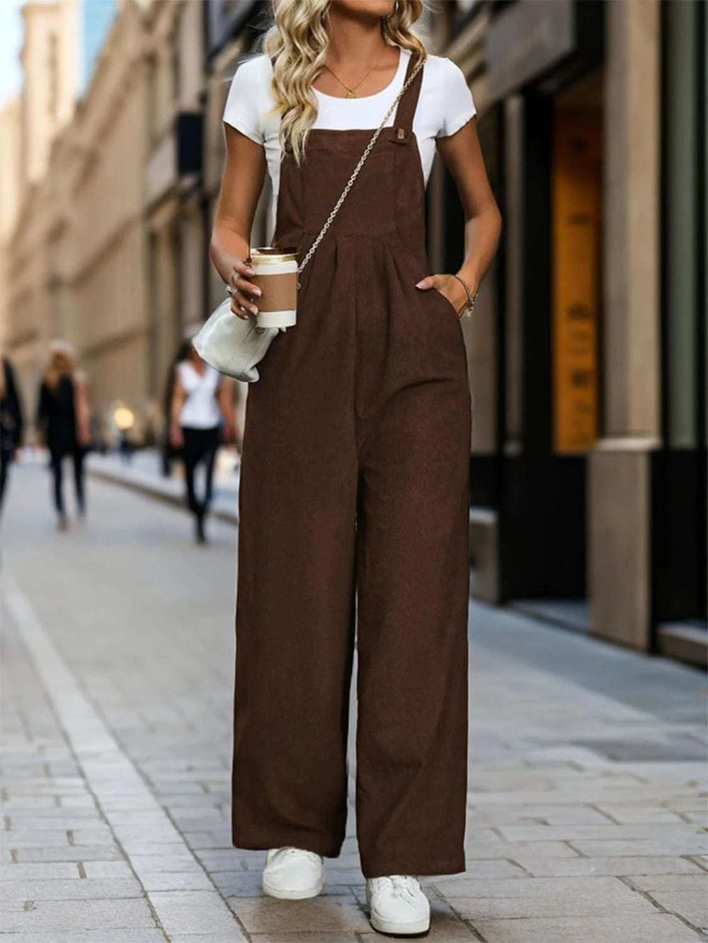 Square Neck Wide Strap Overalls - Trendsi - Flyclothing LLC