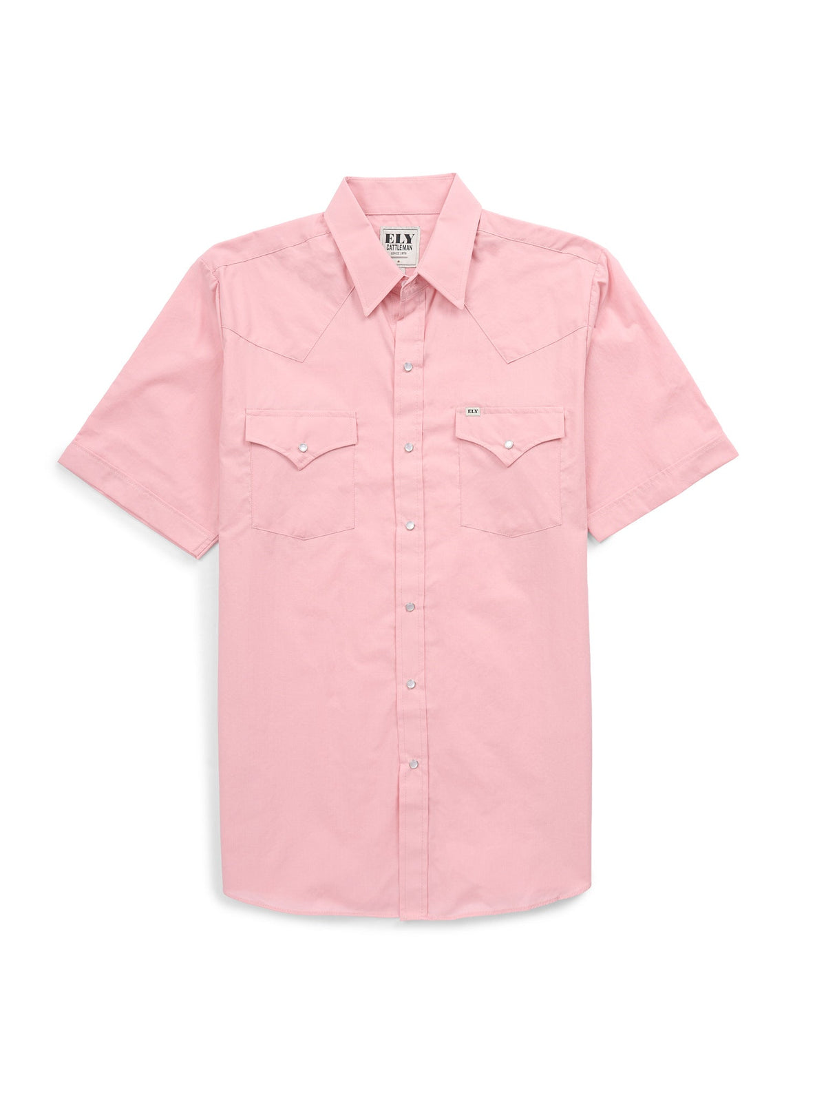 Men's Ely Cattleman Short Sleeve Solid Pink Western Shirt - Ely Cattleman - Flyclothing LLC