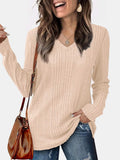 V-Neck Long Sleeve T-Shirt - Trendsi - Flyclothing LLC