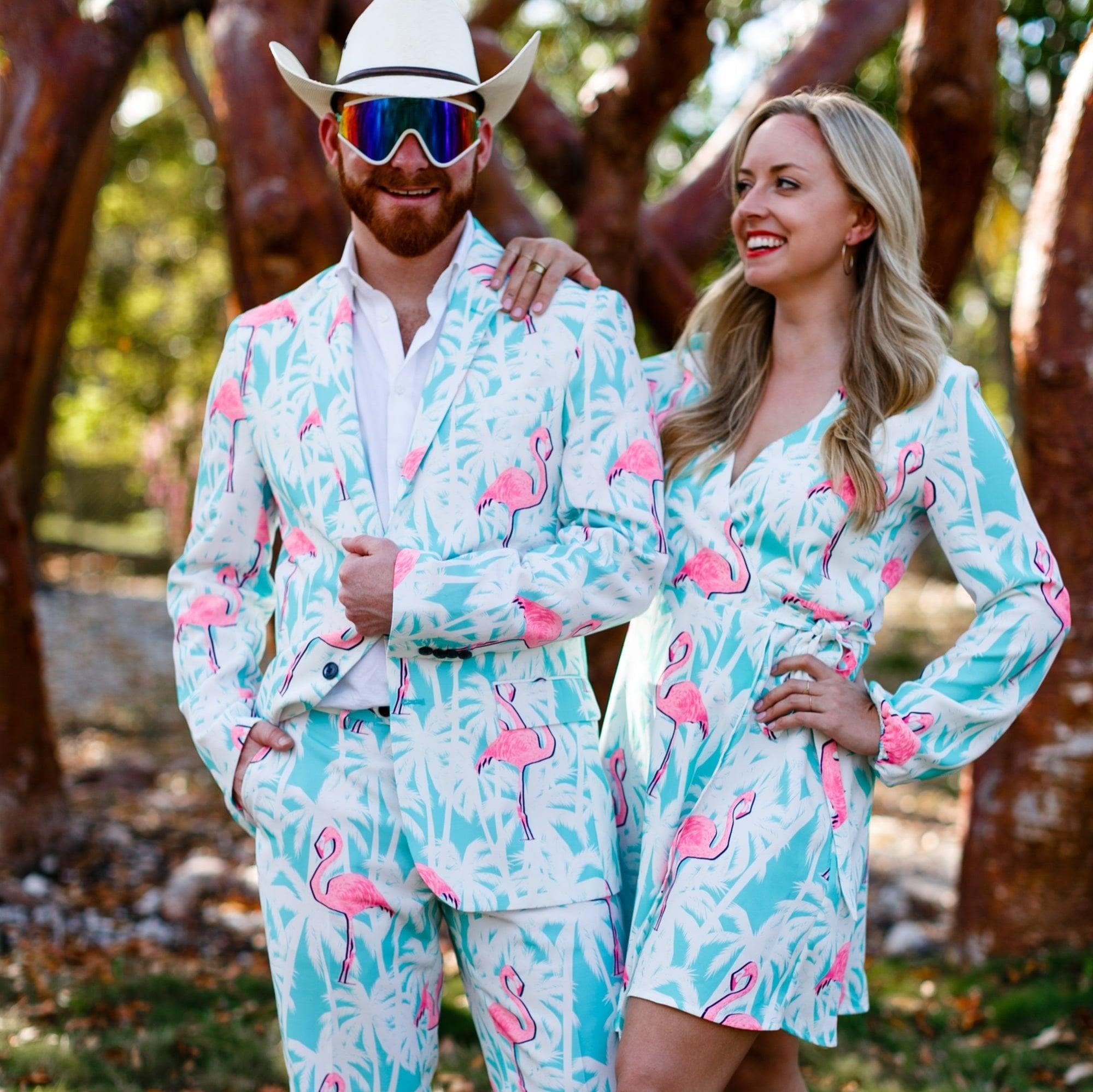 El Flamenco | Tropical Flamingo Print Suit - Shinesty