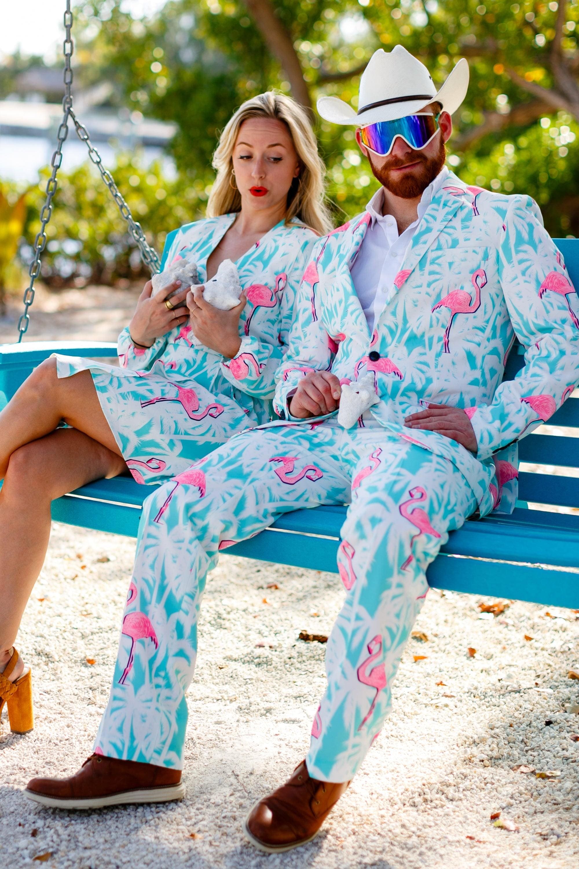 El Flamenco | Tropical Flamingo Print Suit - Shinesty