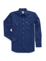 Men's Ely Cattleman Long Sleeve Solid Navy Western Shirt - Ely Cattleman - Flyclothing LLC