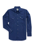 Men's Ely Cattleman Long Sleeve Solid Navy Western Shirt - Ely Cattleman