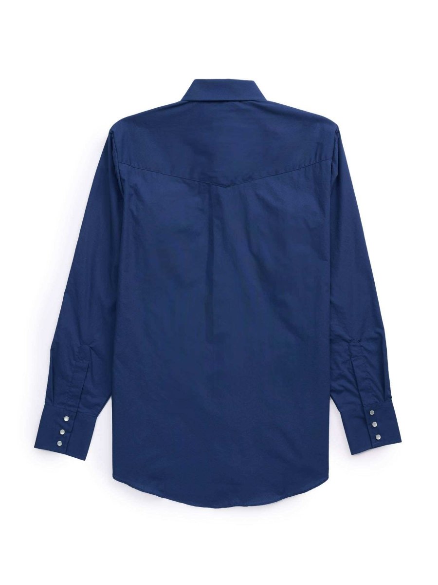 Men's Ely Cattleman Long Sleeve Solid Navy Western Shirt - Ely Cattleman - Flyclothing LLC