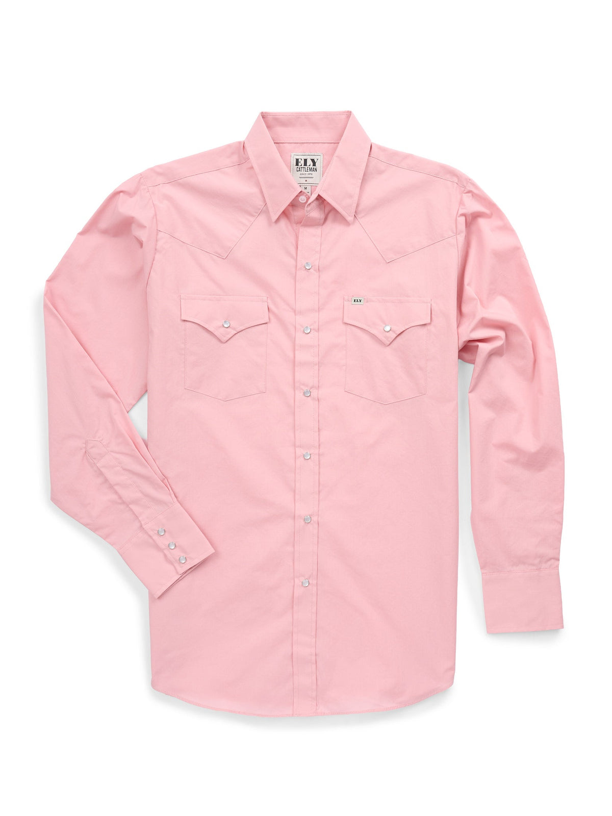 Men's Ely Cattleman Long Sleeve Solid Pink Western Shirt - Ely Cattleman - Flyclothing LLC